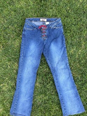 ✨Vintage blue denim lace up jeans
